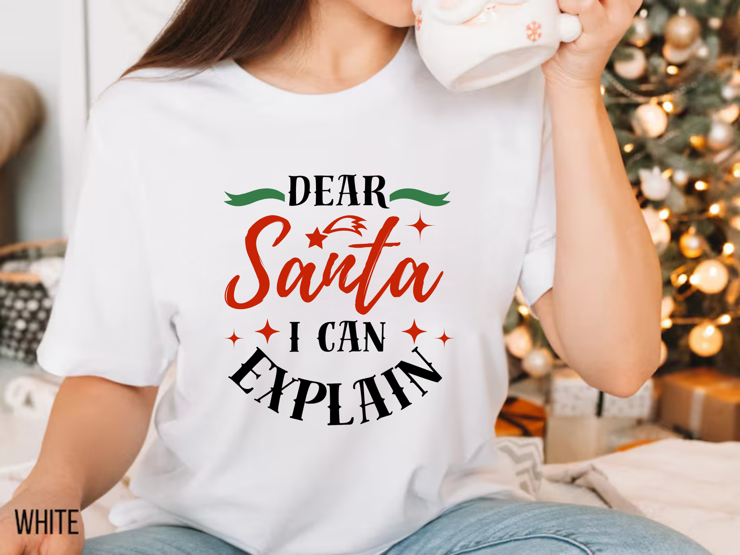 family matching christmas tee with santa quote