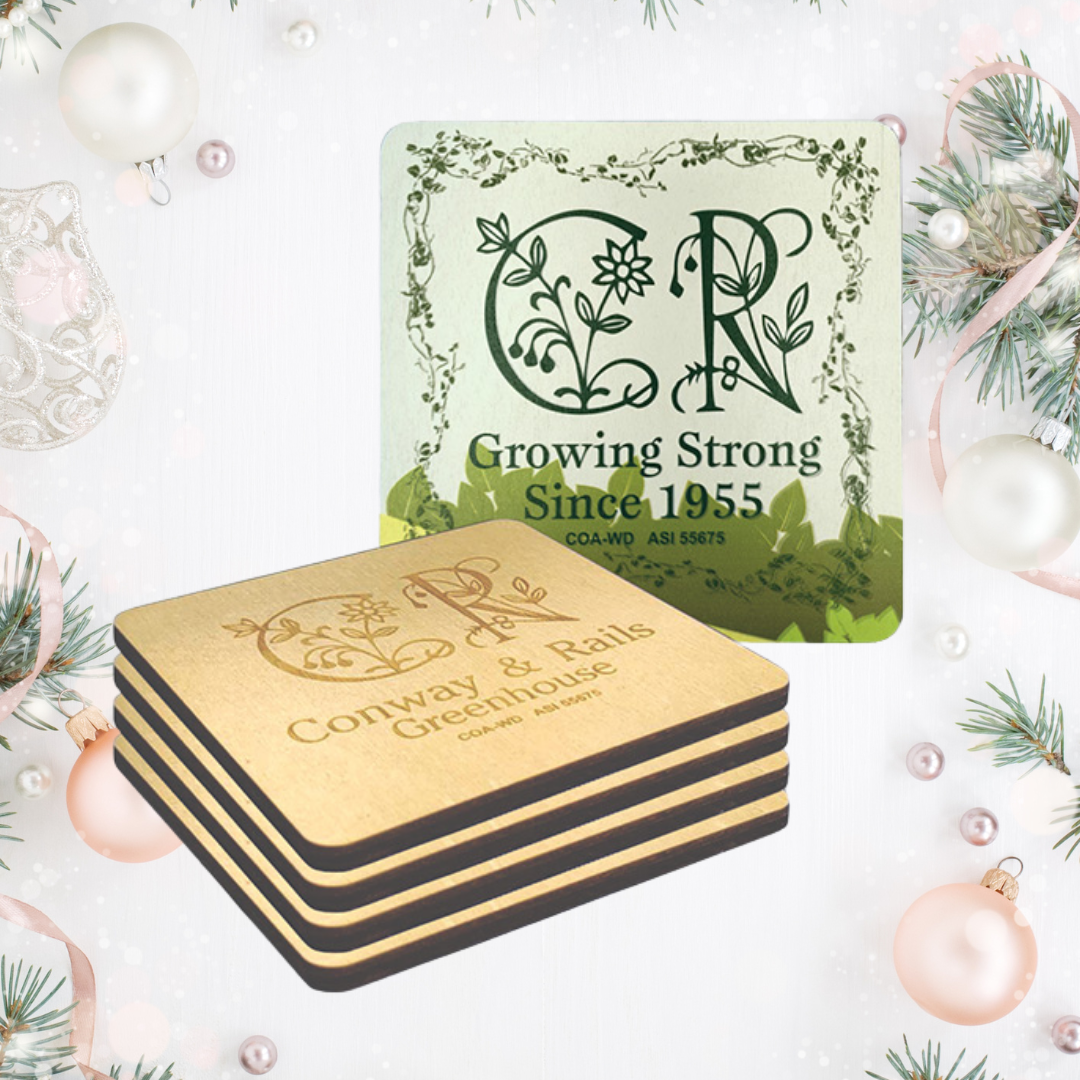 Baltic Birch Wooden Coasters – Personalized Drink Coaster Set (4)