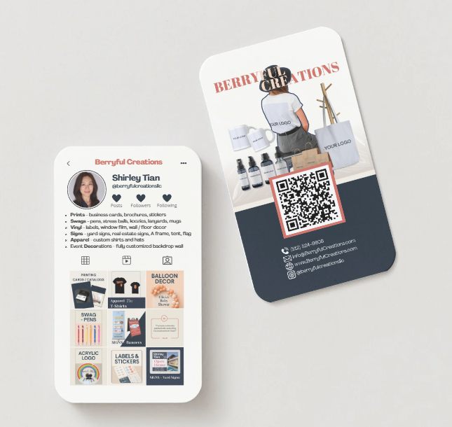 Premium quality business card, full color, durable, card stock, matte or glass, 100 250 500 1000, customized personalized professional cards, instagram themed
