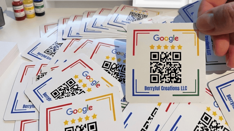 Custom Google review sticker with QR code for customer feedback