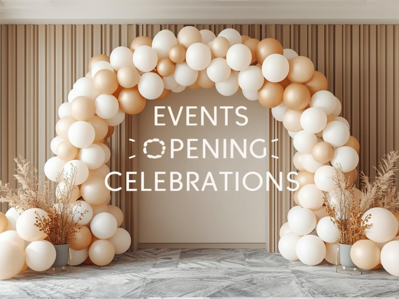 Professional balloon decor installation in Austin, Texas featuring custom balloon arches and garlands designed for corporate events, grand openings, and celebrations across Central Texas.
