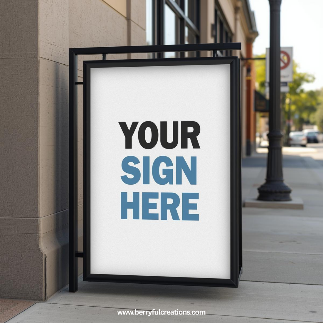 Custom business sign with “YOUR SIGN HERE” placeholder near Cedar Park