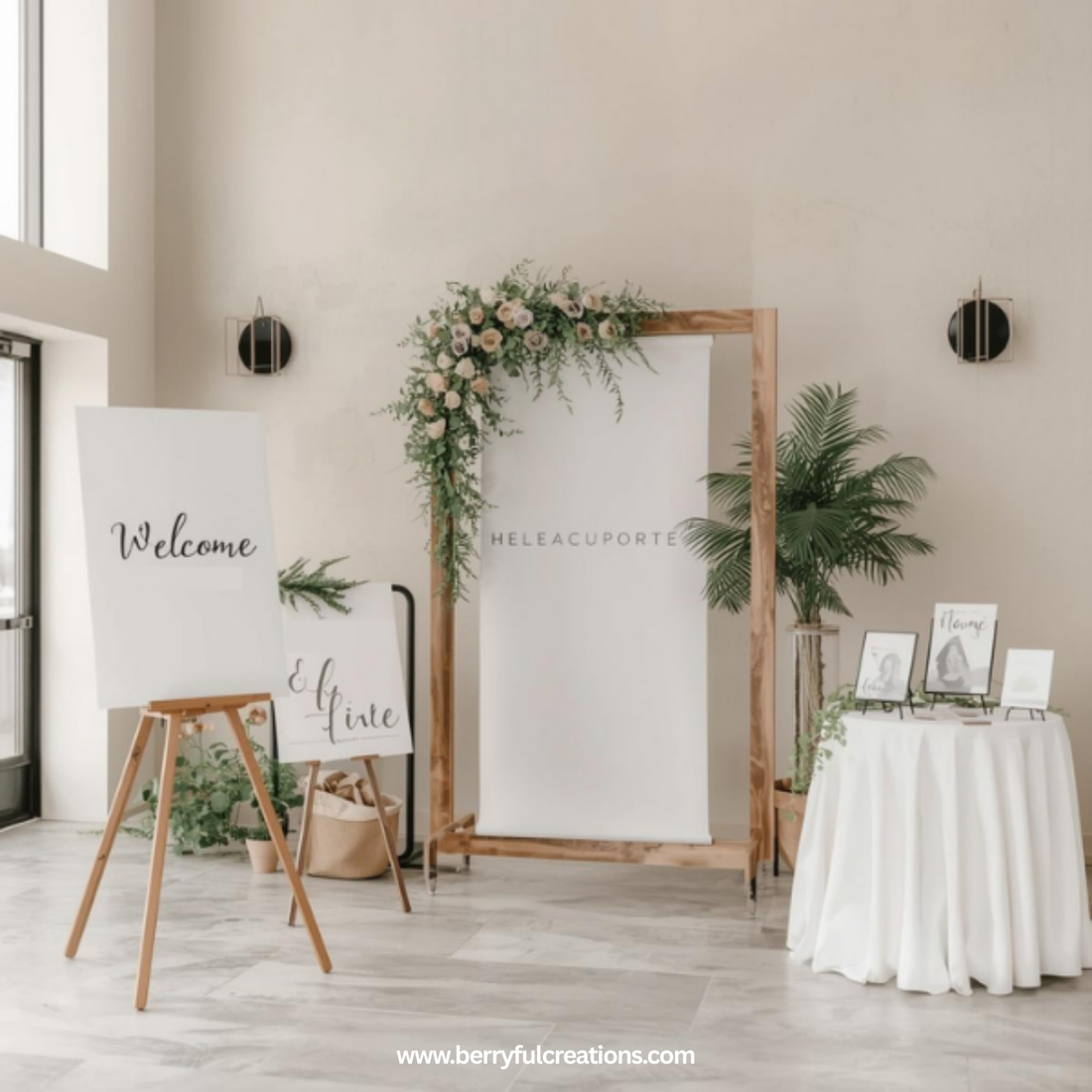 Event signage and event décor setup featuring welcome signs, banners, and directional signage for events near Cedar Park, Texas