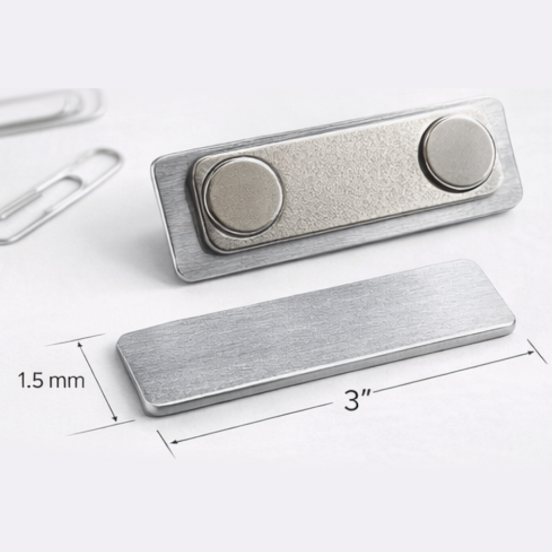 Aluminum name badge customized for corporate teams, conferences, and professional networking events
