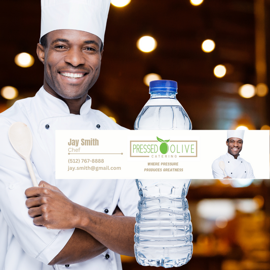 Water bottle with personalized information for branding, networking, promotion, and fun events