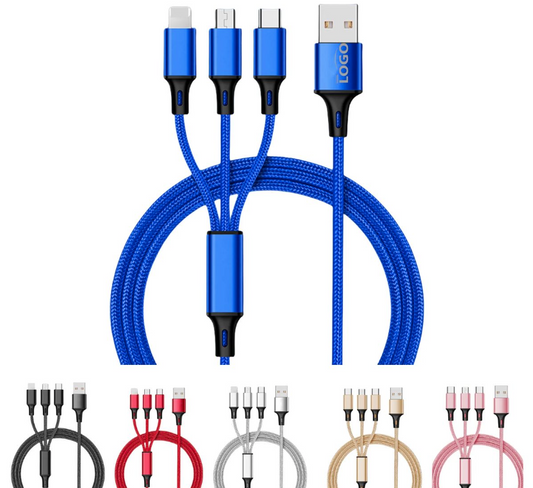 Promo - 3-in-1 charging cable 47 inch nylon braided