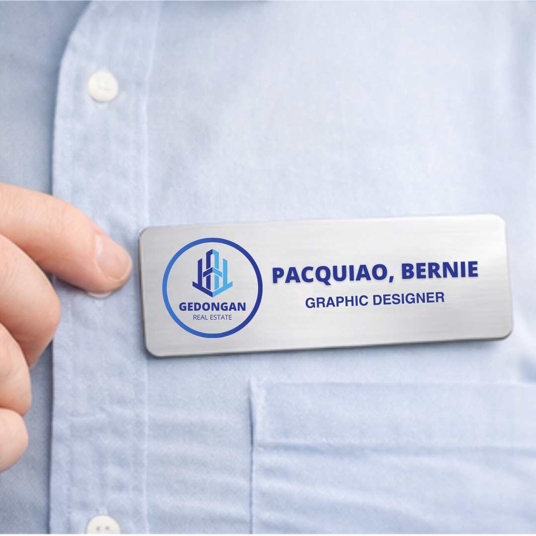 Custom sublimation aluminum badge for staff uniforms, offering professional appearance and durable finish