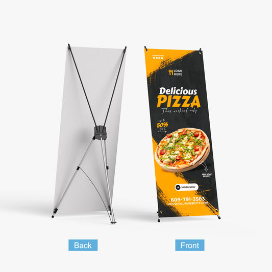 X-stand portable banner display stand for trade shows and events