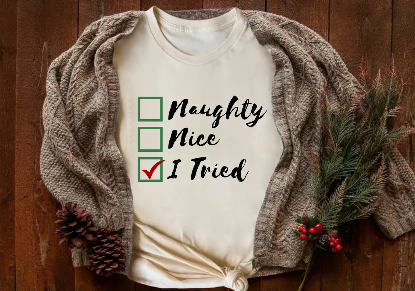I Tried Christmas shirt funny holiday t-shirt for men women kids