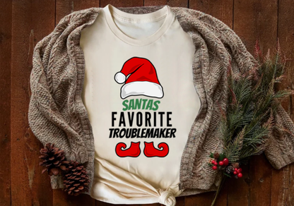 funny christmas shirt santas favorite troublemaker graphic tee