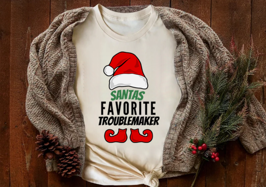 funny christmas shirt santas favorite troublemaker graphic tee