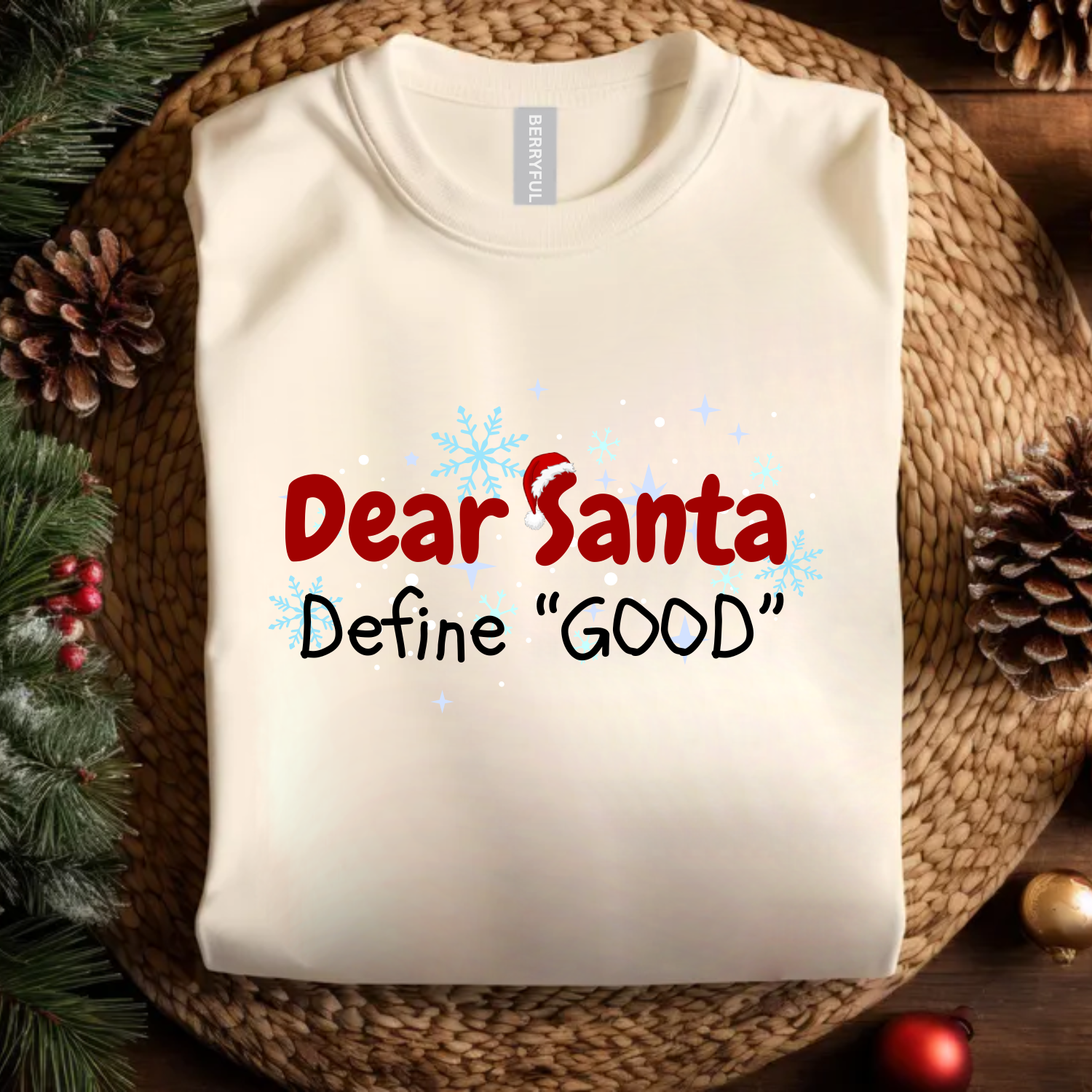 christmas graphic tee dear santa define good quote