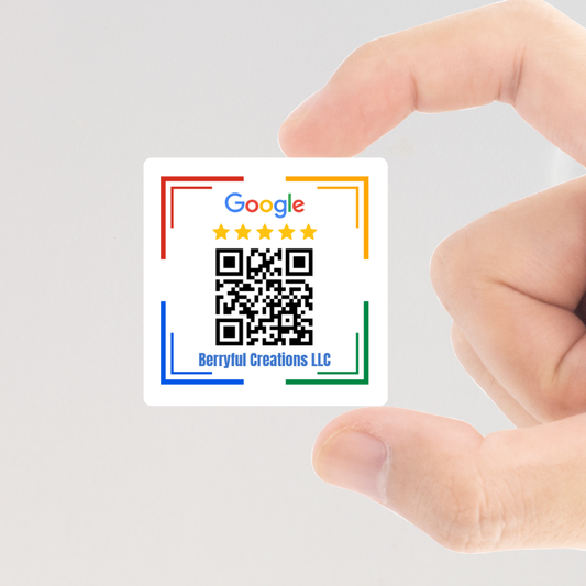 Custom Google Review QR code matte vinyl sticker sheet with business logo and individually die-cut review stickers