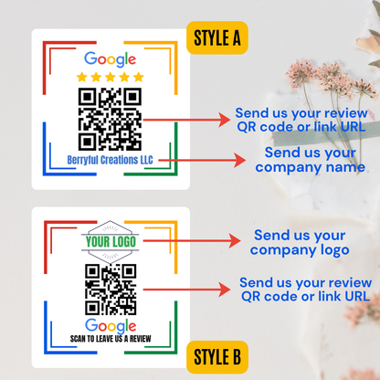 Custom Google Leave Us a Review Sticker with QR Code