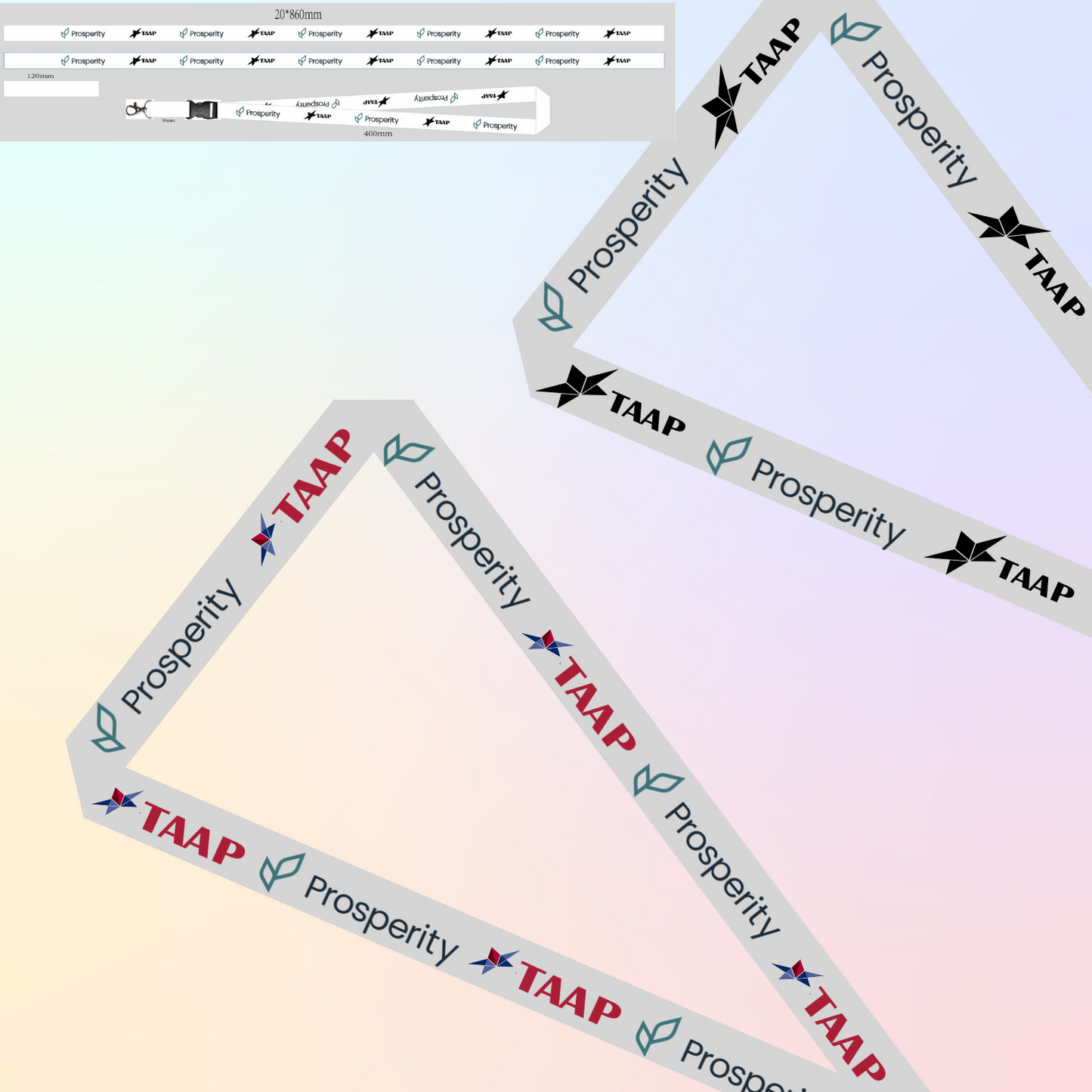 lanyard fully customized personalized event promotional items, full color, double sided.