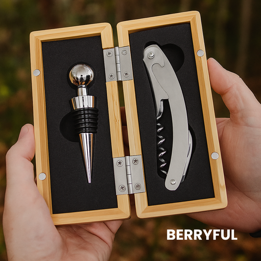 Bamboo wine opener kit with gift box set