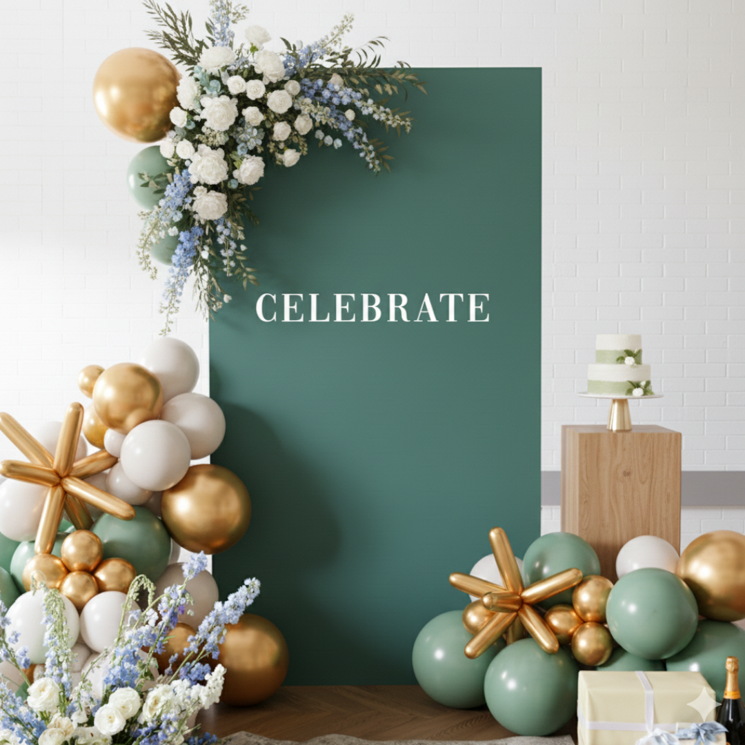 Gender reveal event backdrop with custom colors