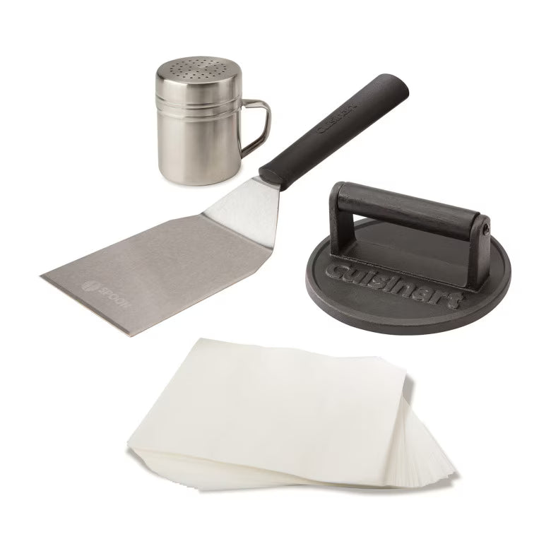 Cuisinart outdoor BBQ burger press and griddle kit