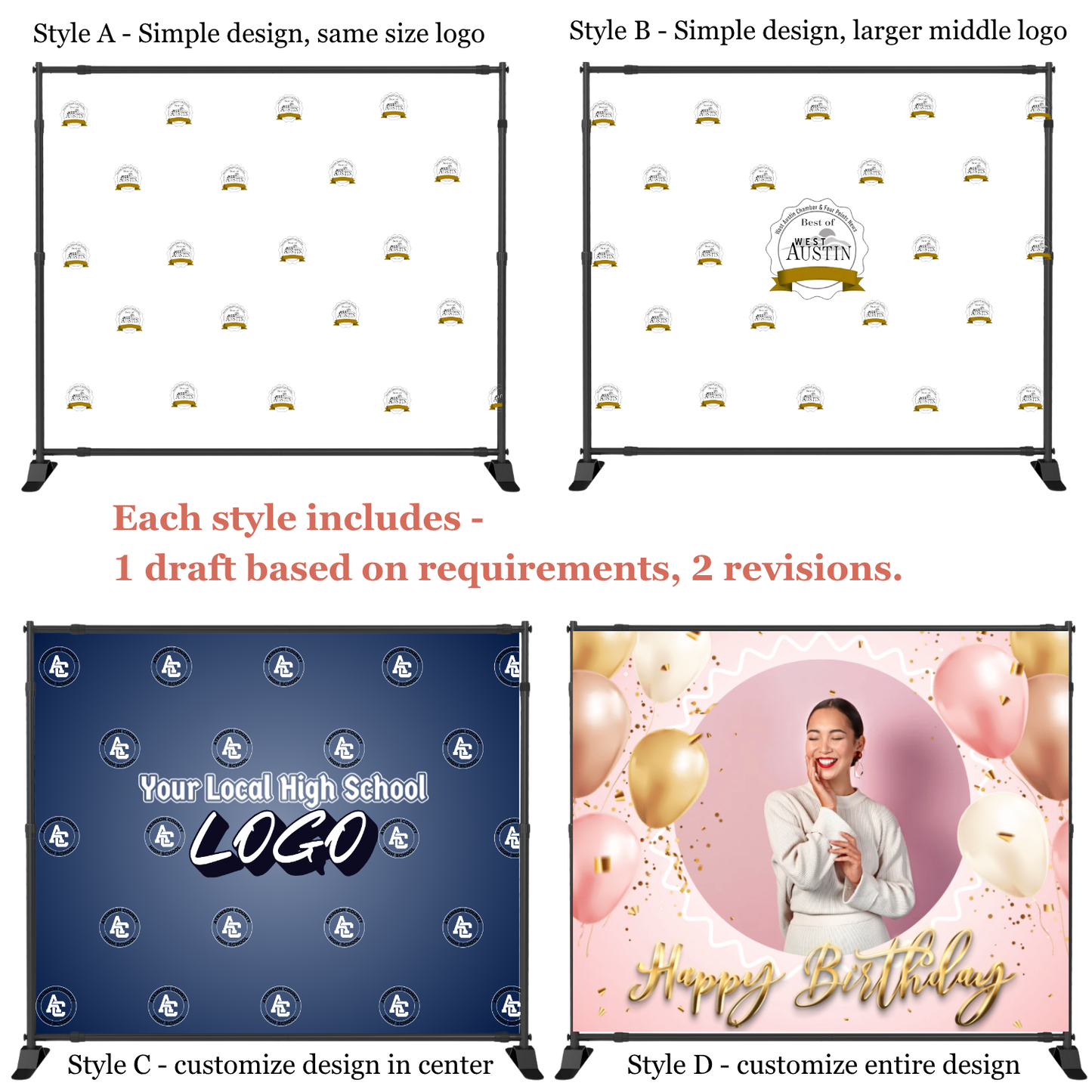 Sign - Step and Repeat Backdrop for business event networking tradeshows