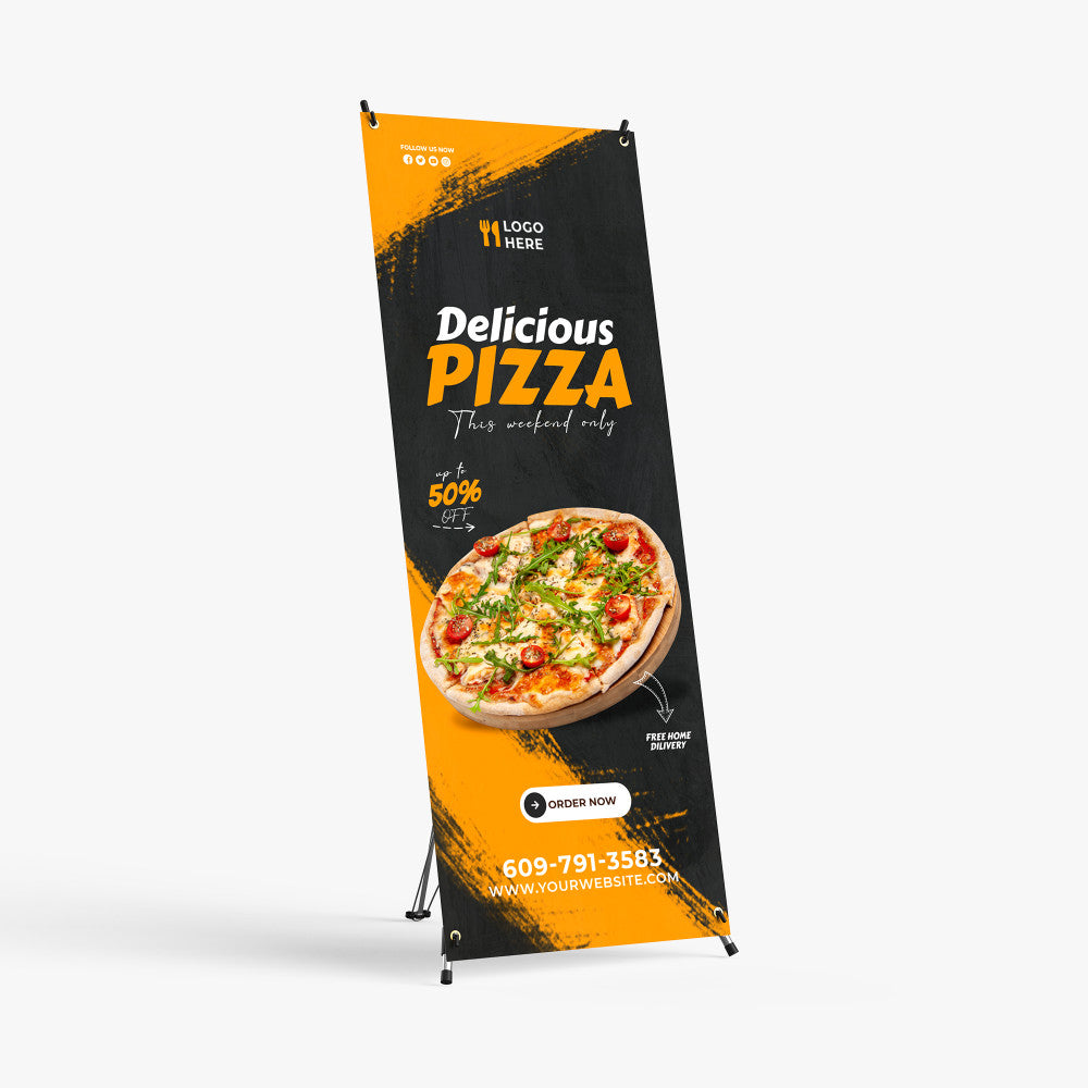 Lightweight X-stand banner stand hardware for indoor promotions