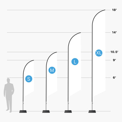 Measurement chart showing different sizes of outdoor arches with a person silhouette for scale.