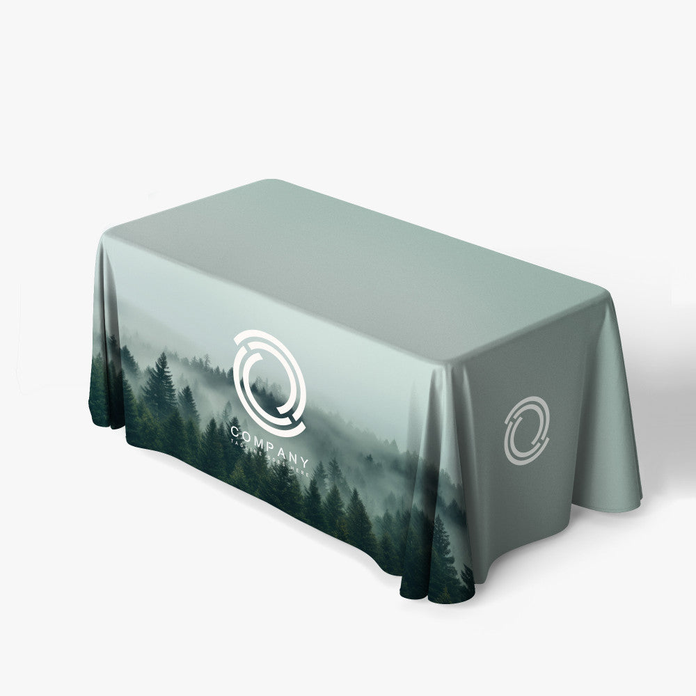 Tension fabric table cover for standard 4 foot tables